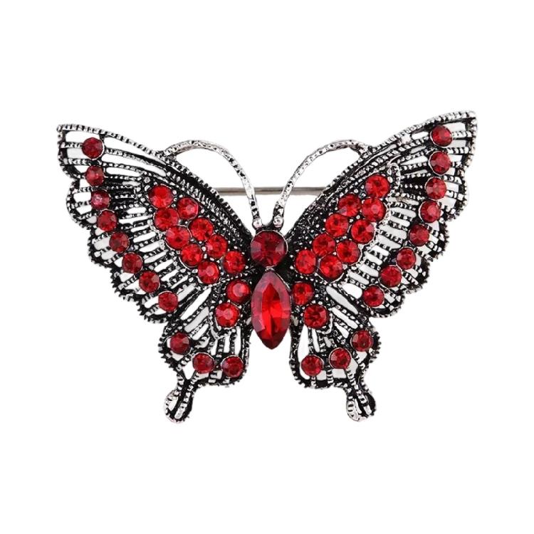 Retro Crystals Butterfly Brooch Sturdy Alloy Jewelry Gifts Accessory for Mothers Day Birthdays Party Dress Decoration