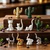 Contemporary Interior Decor Nordic Minimalist Ceramic Ornaments, Abstract Bear/Cat/Elephant/Cactus Sculpture Tabletop for Elegant Table Centerpieces
