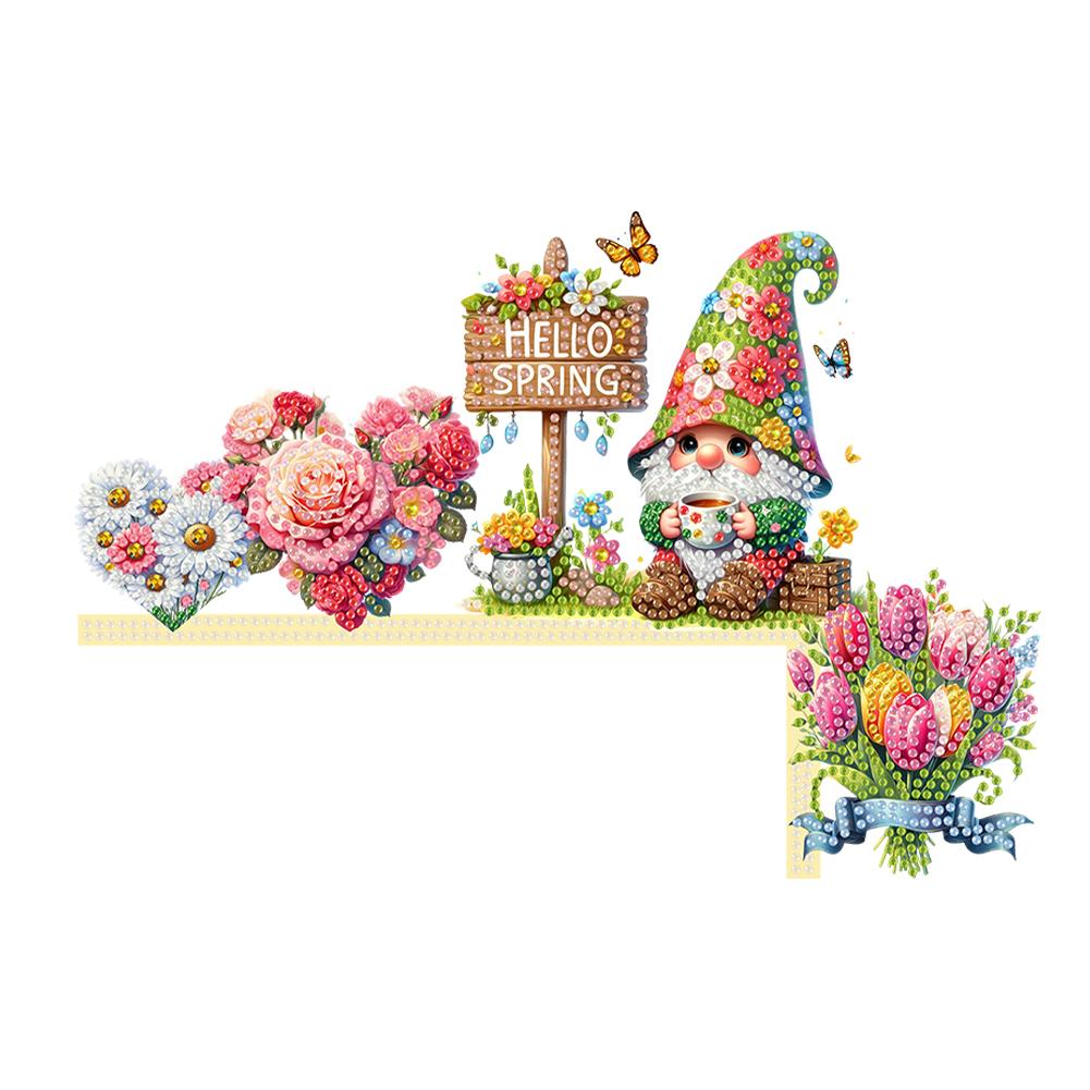 2D Flachmuster Weihnachts-Türrahmen Dekorationen DIY Diamantmalerei Ornamente Set Tür Eckdeko für Innen Außen Wand