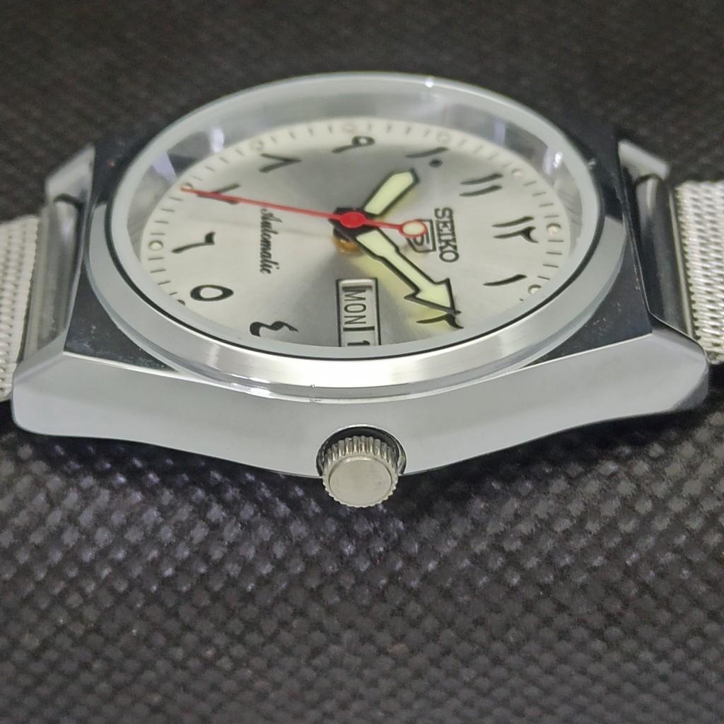 Generalüberholte Vintage-Armbanduhr Seiko 5 Auto 6309A aus Japan mit arabischer Schrift, Silber, a298956-2, Seikoa298956