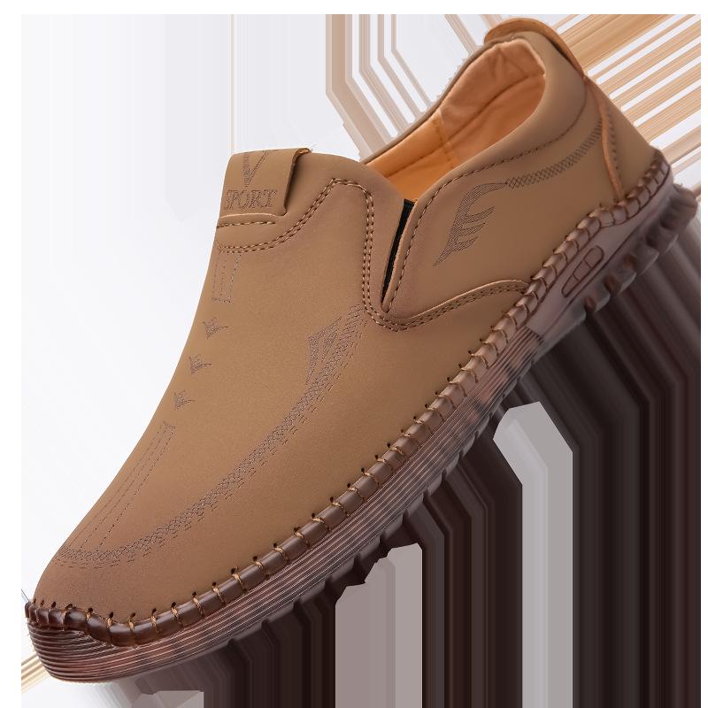 2025 spring and summer men's soft sole soft surface one pedal lazy shoes driving casual leather shoes hollow breathable sandals 201