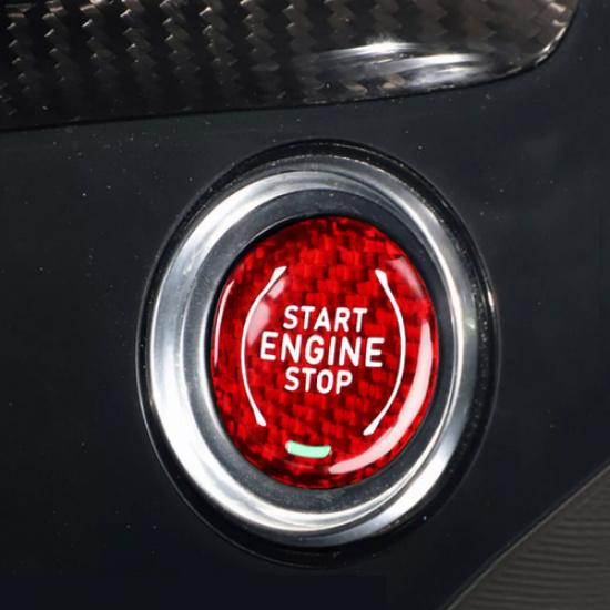 Red Carbon Fiber Engine Start Push Button Trim Accessories For Corvette C8 20-25