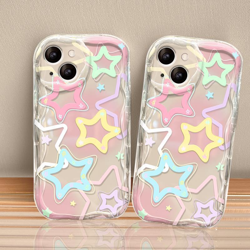 Smudge Colored Stars Suitable for Apple 16promax Anti-fall 14 Mobile Phone Case IPhone 13/11/12 Transparent 15