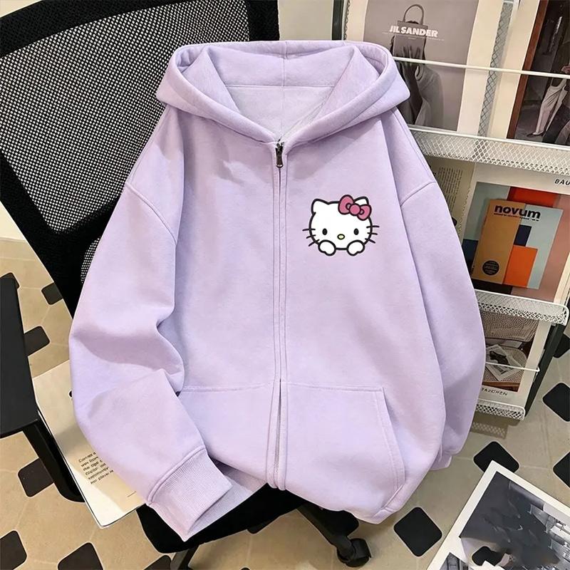 Thin jacket spring kitten girls Zip Up Hoodie cute kawaii Harajuku style Kid Streetwear Childrens Hoodie Zipper Sweatshirt Girls Boys Hoody