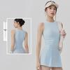 Women's Sportswear Set: Padded Bust Yoga Vest & Loose Casual Anti-exposure Skirt Shorts with Pleated Waistband and Belt