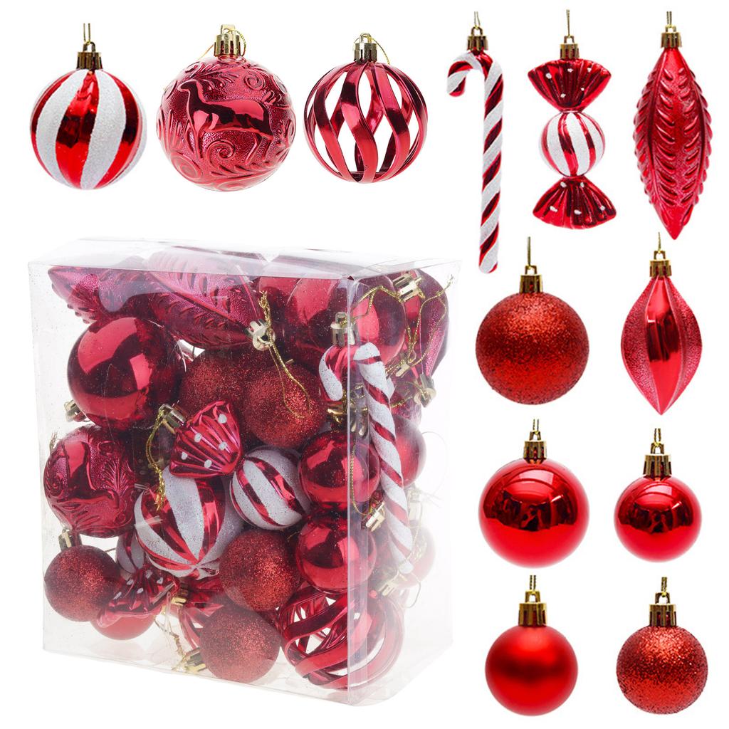 Festive Holiday Ornament Collection Shatter Proof Plastic Baubles Decorations Glittering Christmas Tree Pendants