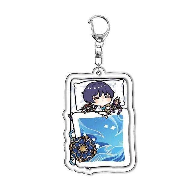 Genshin Impact Acrylic Keychains Arlecchino Sigewinne Lyney Wriothesley Clorinde Lynette Diluc Mona Keyrings Pendants Figure Toy