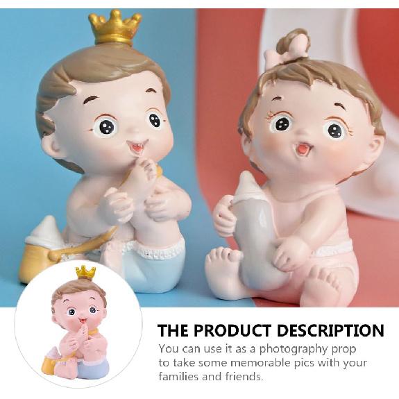 DOITOOL Cute Cake Topper Baby Doll Cake Decor Baby Doll Bottles Unique Cake Figurine Decor Sweet Baby Interesting Birthday Figurine Cake Decorations