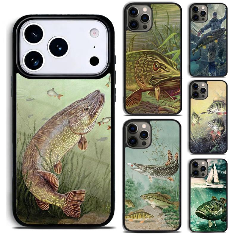 Pike Fishing Bait Spinner soft Phone Case for iPhone 17 16 15 Pro Max Air 14 13 12 11 Plus Shockproof Capa Cover