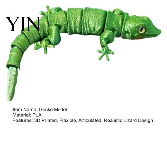 Realistic Gecko Decoration 3D Printed Articulated Figurine, Reptile Ornament with Movable Joints, Cute Posable Potted Plant Landscaping Lizard Animal