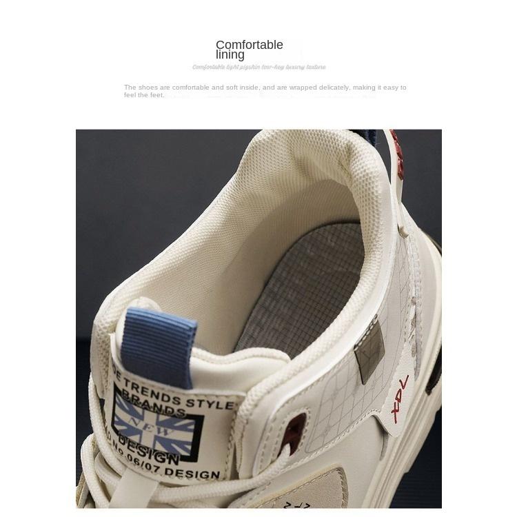 Wiosenne buty męskie Oddychające buty za kostkę Moda męska Dopasowane małe białe buty Gruba podeszwa Sportowe buty na co dzień Deskorolka Modne buty