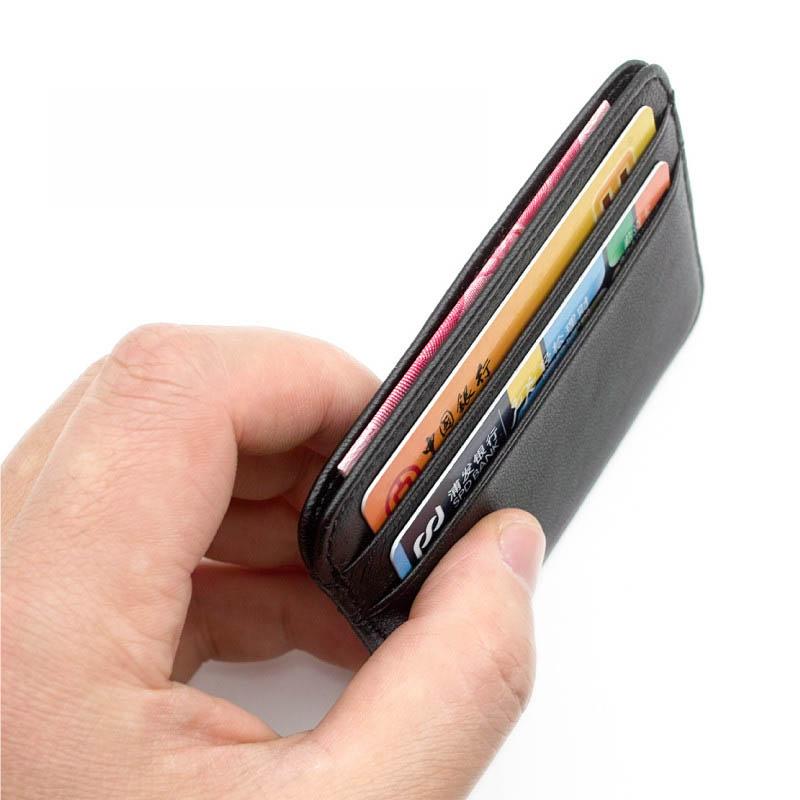 Slim 100% Sheepskin Genuine Leather Men's Wallet Male Thin Mini ID Credit Card Holder Small Cardholder Purse For Man