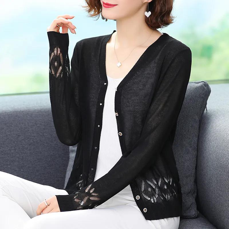 

WTEMPO V-образный вырез большого размера однотонные свободные вязаные кардиганы женские повседневные универсальные кардиганы с длинным рукавом на пуговицах XXL чёрный