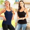 CHARMLEAKS Damen-Unterhemd aus Baumwolle, Damenunterwäsche, Nachtwäsche, Unterwäsche, Hebe-BH, solides Basic-Tanktop, 2er-Pack
