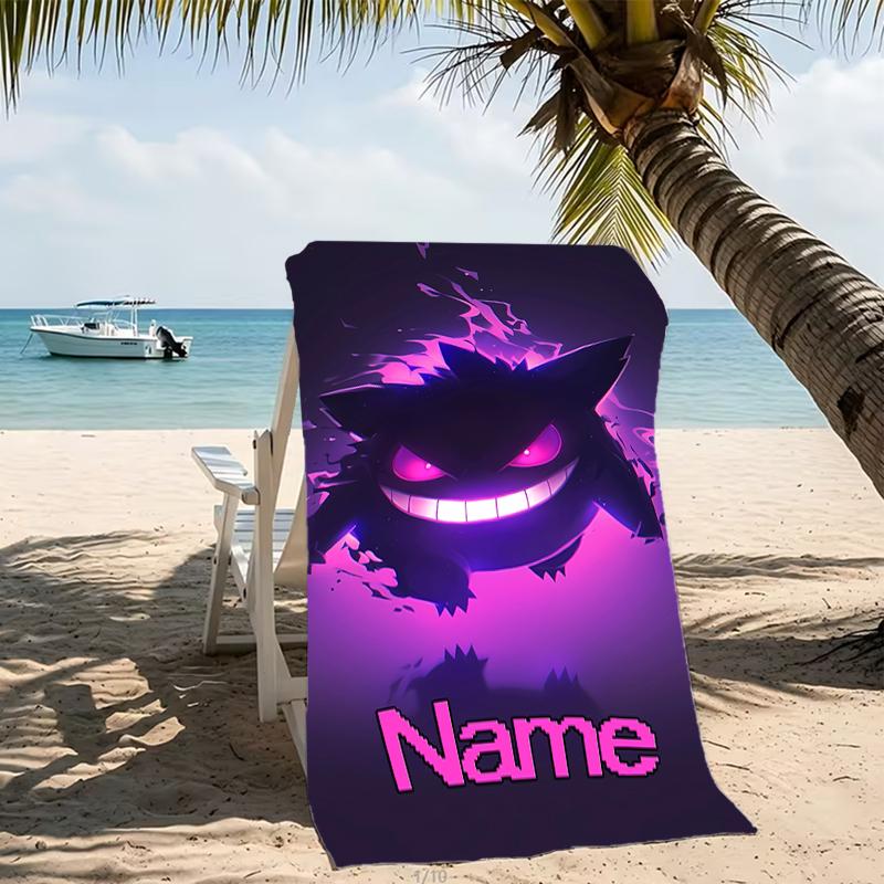 Customizable personalized beach towels Pokémon Gengar themed designs.Suitable for the beach, yoga, sports;ideal as beach accessories