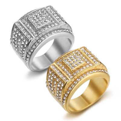 Ring Hip-hop Personality Domineering Diamond Men's Ring Fashionable Luxury Ring