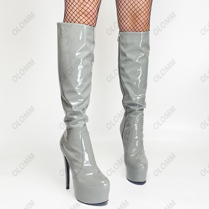 Olomm Mujer Plataforma de Invierno Brillante Rodilla Botas Stiletto Tacones  Redondo Dedo del Pie Violeta Rosa Fucsia Negro Zapatos Cosplay Plus US  Talla 5-20 comprar a buen precio — entrega gratuita, reseñas