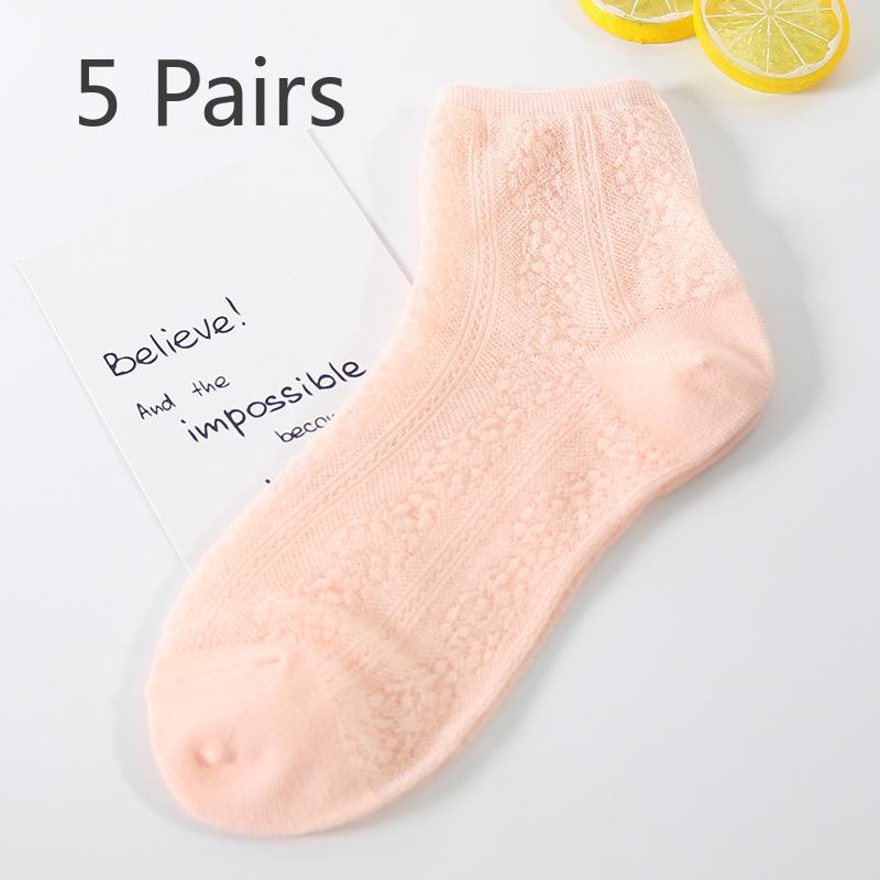 5 Pairs Spring Socks Casual Socks Women's Thin Hollow Socks Socks Jacquard Socks