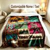 Adventure Travel Theme Custom Blanket Personalized Name & Text Customized Soft Warm Throw Blanket Home Decor