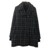 Wool Blend Check Pattern Pea Coat M Navy X Green Women Used