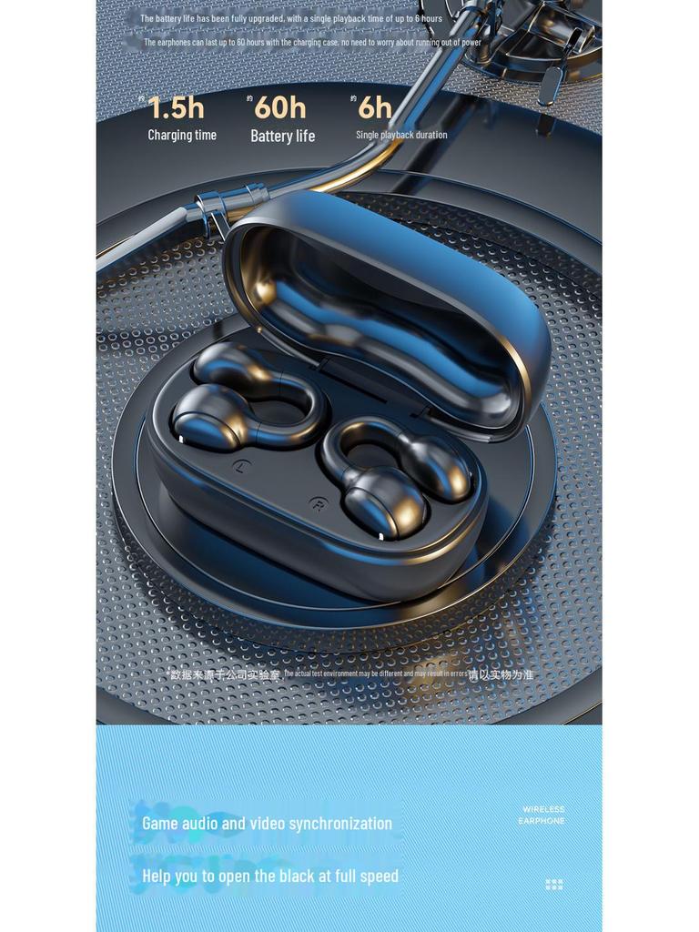 M47 Wireless Bluetooth HD Clip-On Headset - Soft Silicone, Non-In-Ear, Long-Lasting Battery
