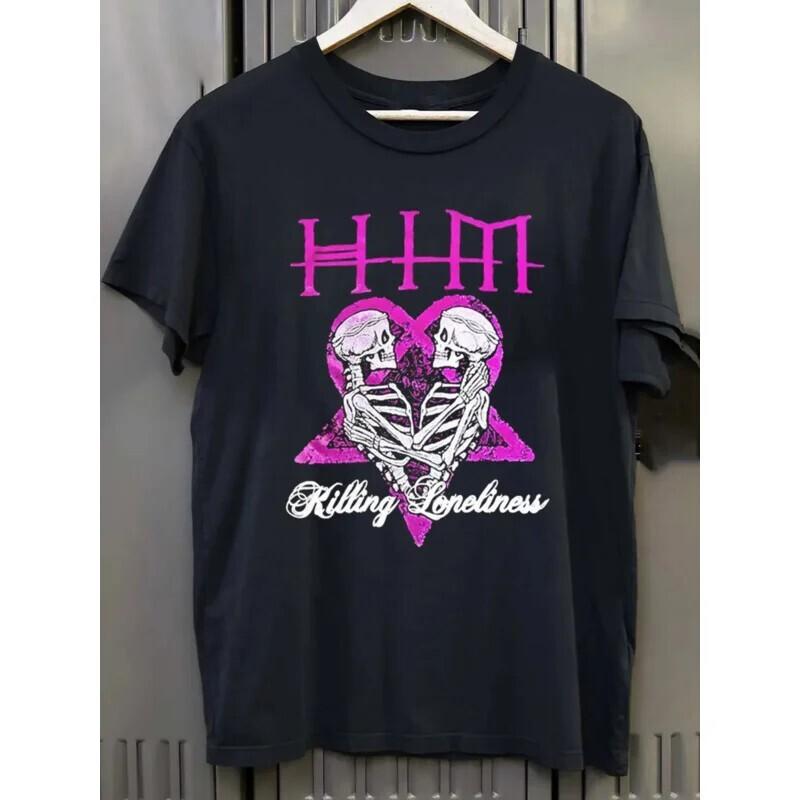 Подарок для фанатов группы HIM Черная Хлопковая Унисекс S-5XL HH02862 Унисекс Футболка XXXXL