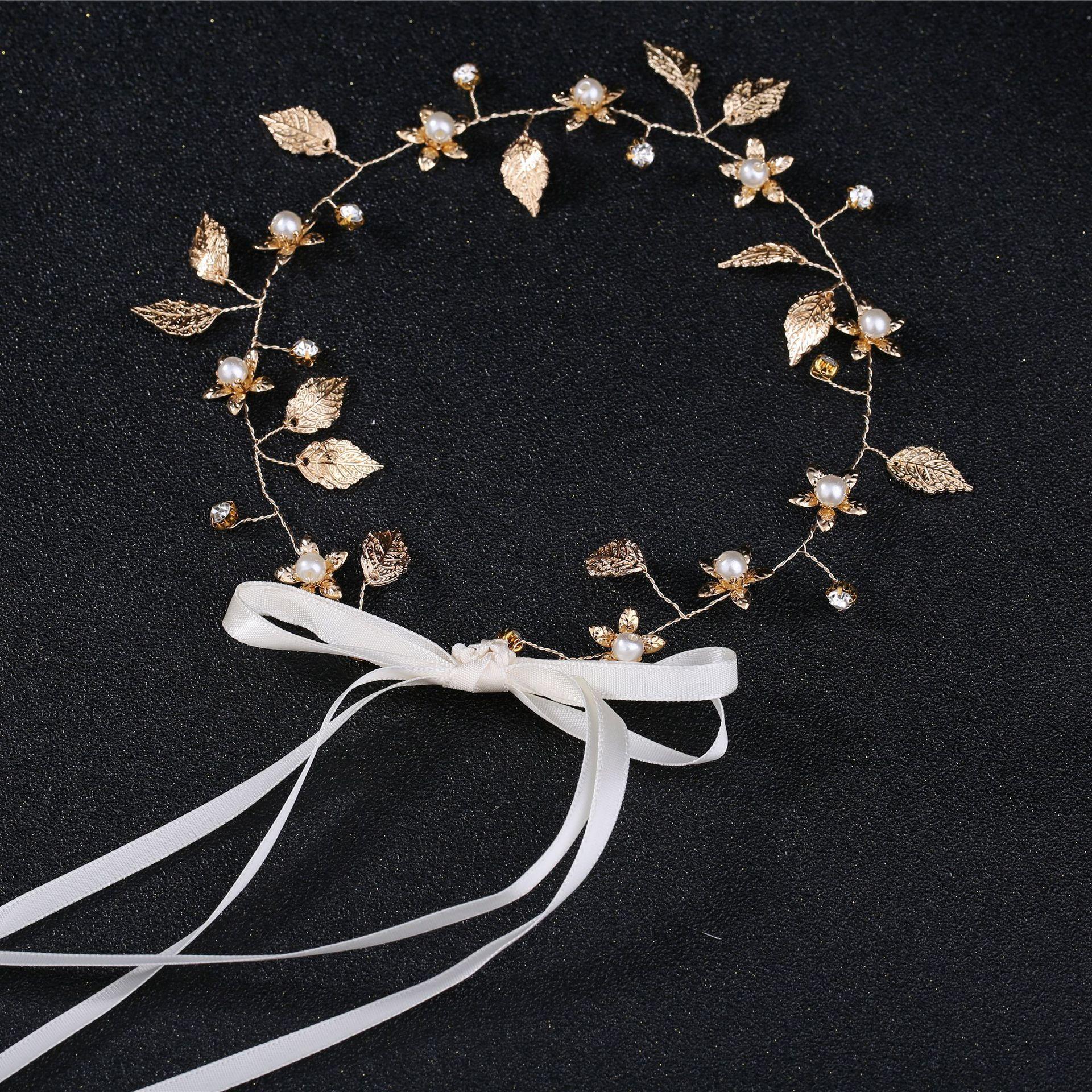Baroque Golden Leaves Headband Headwear European and American Wedding Dress Accessories Bride Ornament золотой
