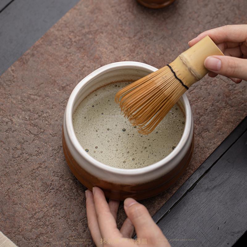 Japanese Style Matcha Ceramic Tea Bowl Tea Whisk Set Traditional Handmade Bamboo Brushes Indoor Tea Culture Gift Set Accessories