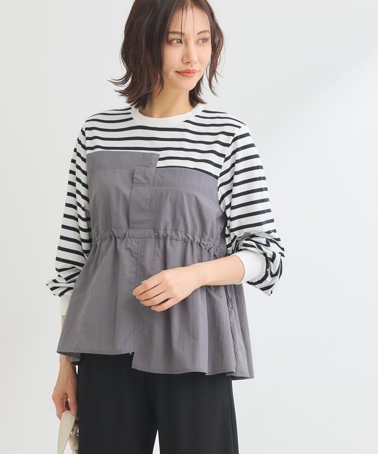 Pullover Nylon Docking Drawstring Border [Green Parks] Sweater, Pullover, Women's,