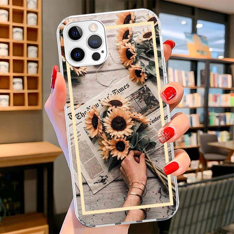 

Beauty Yellow Sunflower Print Cover Phone Case For iPhone 16 17 Air 15 14 Pro Max 16E Phone Case 13 Mini 12 11 7 SE 8 Print Patt iPhone 13