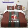 Associazione Calcio Milan Pattern Bedding Quilt Set  Home Decoration  Gift (1 * Duvet Cover + 2 * Pillowcase  Without Core)
