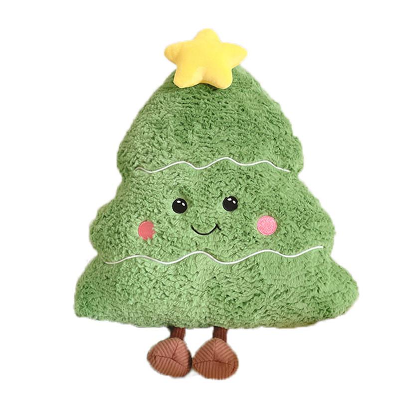 Soft Christmas Smiling Tree Plush Cushion With Pp Cotton For Cozy Home Decor