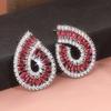 Luxury  Silver Color Inlaid Pink Cubic Zirconia Dangle Earrings for Women Delicate Engagement Wedding Earrings Jewelry