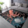 Multiple Sizes Giant Squid with Fish Swimming Carpet for Living Room Bedroom Sofa Home Decor Rug Non-slip Floor Mat Luxury Gift