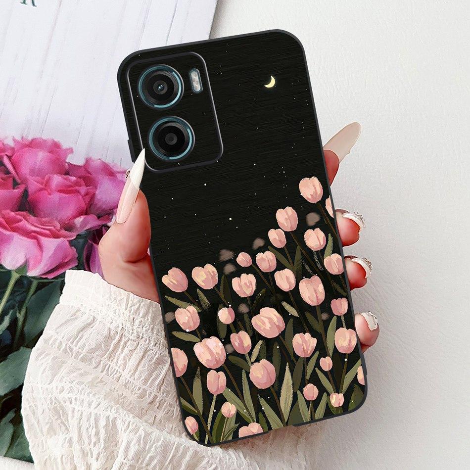 For Motorola Moto G05 G15 E15 2024 Floral Butterfly Phone Case For MOTO G05 G15 E15 4G Black Silicone Soft Lightweight Case