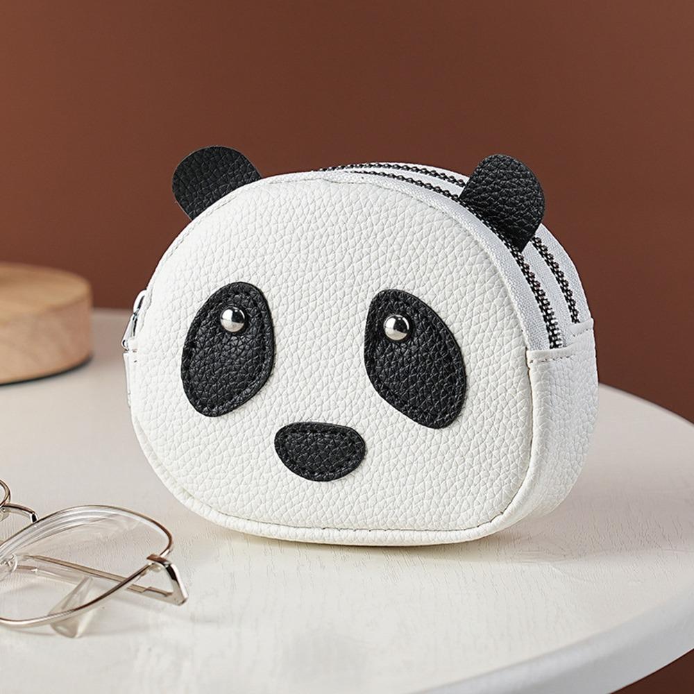 Double Layer Zipper Coin Purse Mini Small Item Bag Retro Creative Panda Wallet  Men