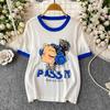 Summer Women College Cartoon Print Knitted Thin Sweater Pullover Tops For Girl