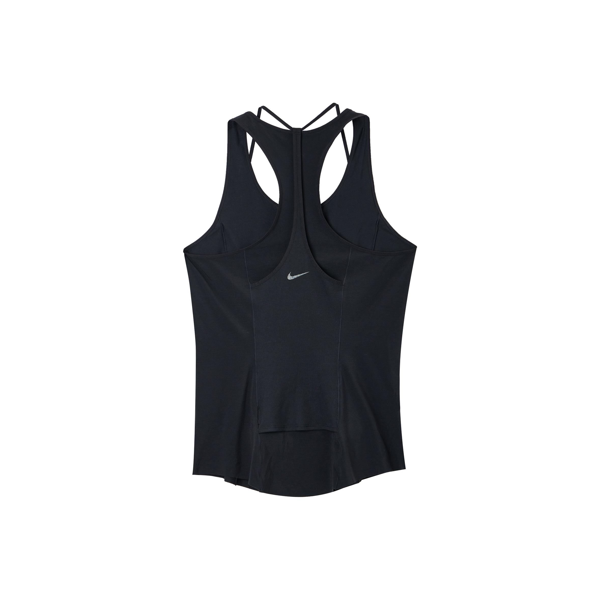 Nike Yoga Dri-FIT Luxe Ribbed Breathable Solid Color Wide Strap Tank Top Women tops Black DM7005-010 XL
