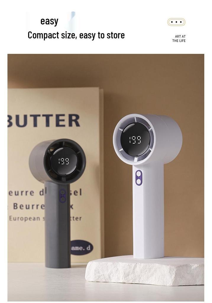 USB-wiederaufladbarer tragbarer Hochgeschwindigkeits-Luftkanonen-Ventilator mit Digitalanzeige für den Außenbereich
