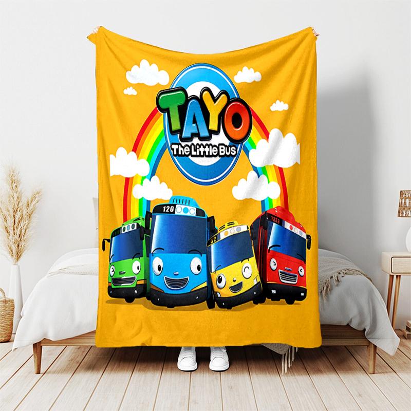 1pz Coperta il piccolo autobus Tayo Design Stampato, Coperta Leggera per Divano, Letto - Morbida e Calda, Regalo per Tutte le Stagioni come Natale, Halloween