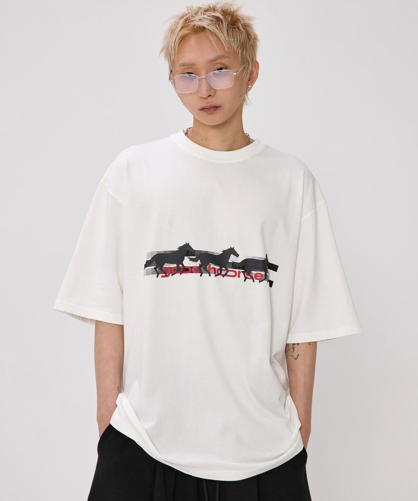 BOUNDARY Goodhorse Oversized Short Sleeve T-Shirt [Ivory]