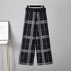 Women's Autumn And Winter Checkered Wide Leg Pants High Waisted Straight Leg Pants Loose And Thick