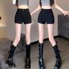 Women's Summer 2025 Black A-line High Waist Slimming Shorts - Small Size
