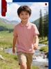 U105 Kids' High Flexibility Antibacterial Snap Button Stripe Collar Short Sleeve Polo Shirt, European/Asian Size 10A.
