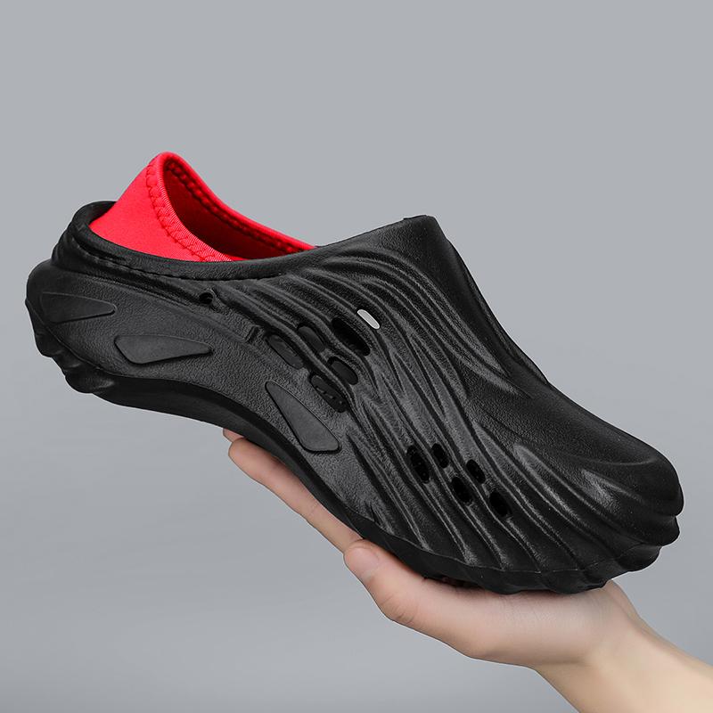 

Новые летние мужские тапочки, повседневные кроссовки, толстая подошва, садовые клоги, очень легкие, литьевые, мужские EVA, водные туфли, уличная пляжная обувь 45 чёрный