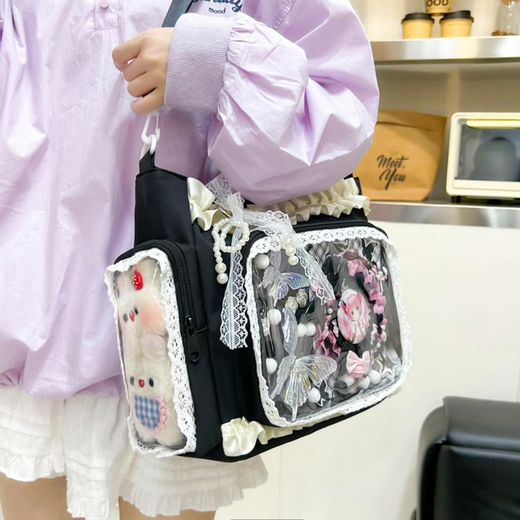 Shoulder Bag Large Capacity Lolita Fashion Bag Anime Badge Bag Lightweight For Work School Outdoor Activities
