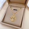 Tree Of Life Ring Light Luxury Temperament Gorgeous Full Diamond Necklace Women'S Versatile Clavicle Chain Titanium Steel Chain