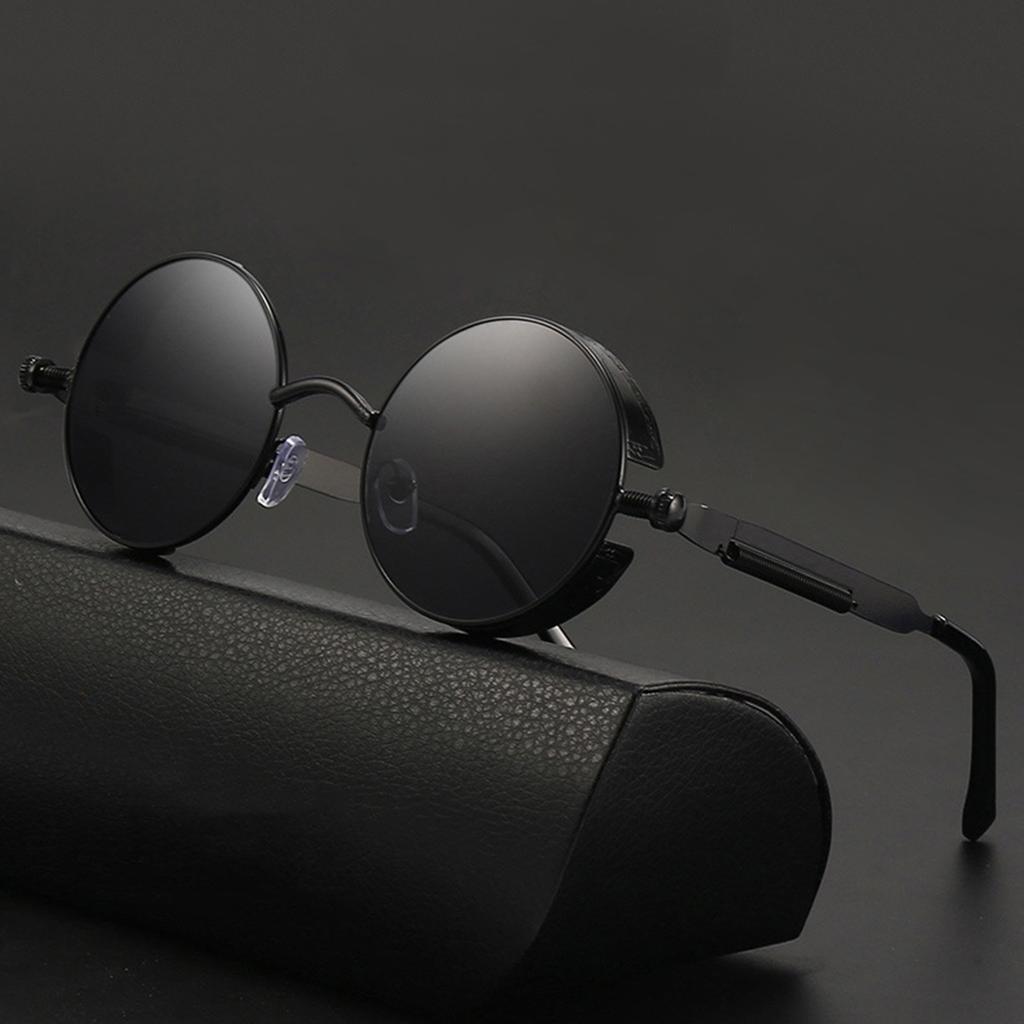 Retro Punk Sunglasses Round Reflective Glasses for Men Women Vintage Style UV Protection