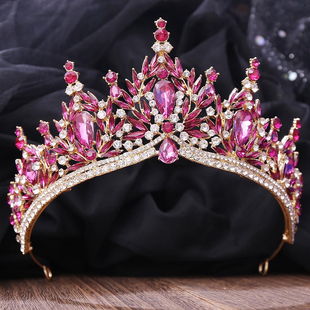 Baroque Luxury Big Water Drop Crystal Opal Tiara For Women Girls Wedding Bridal Birthday Party Crown Hair Dress Accessory