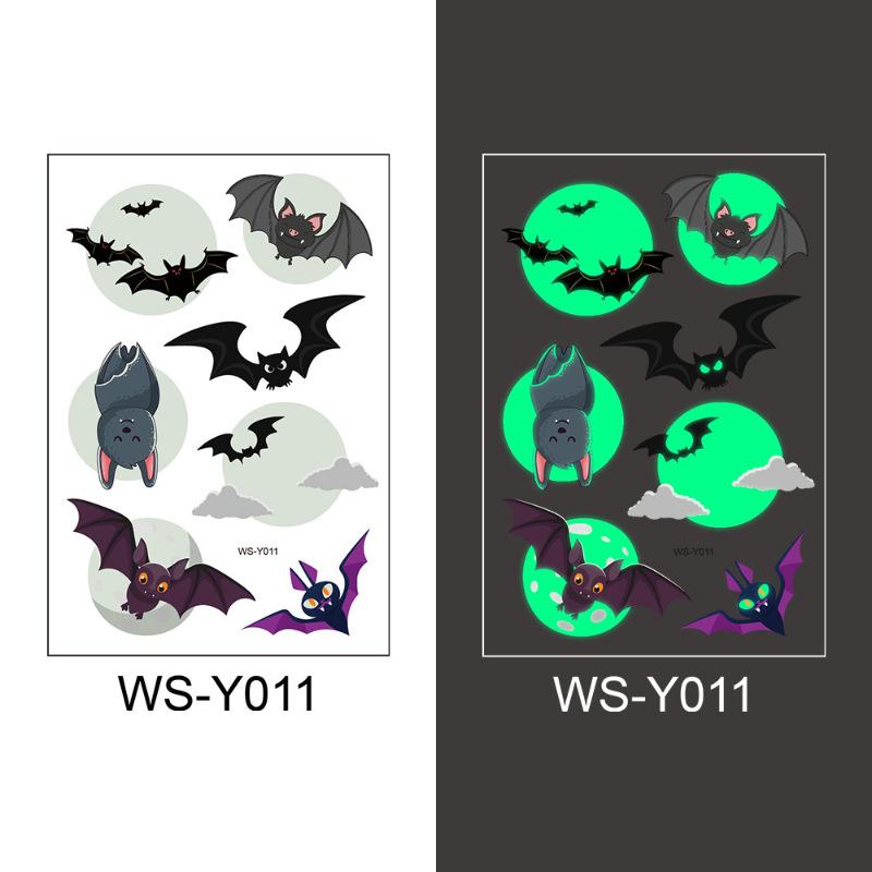 New Halloween Children's Night Light Tattoo Stickers Cartoon Cross Border Bat Party Festival Green 3D